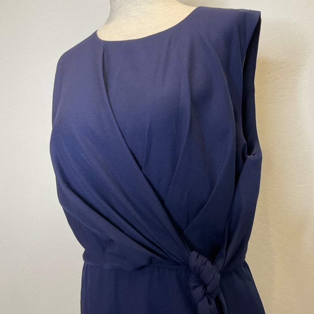 NWT Lulus Zealous Love Navy Tie Front Dress Sleeveless with Pockets Navy Large - Picture 3 of 13